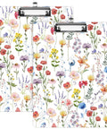 Two Pack Colorful Clipboard Set With Low Profile Clips For Letter Size Paper 9x12.5 Inches Durable Hardboard Clipboards with floral design