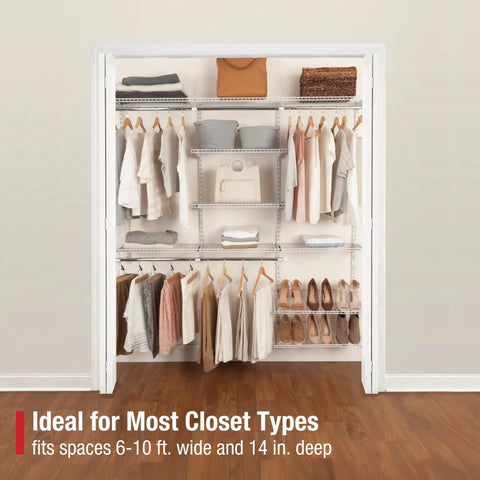 Rock Solid Closet Shelving System Adjustable 6 To 10 Feet Wide Metal Wire Storage Rack With Rust Proof Epoxy Finish Zero Drama Setup Super Flexible Expandable Home Organization Gear