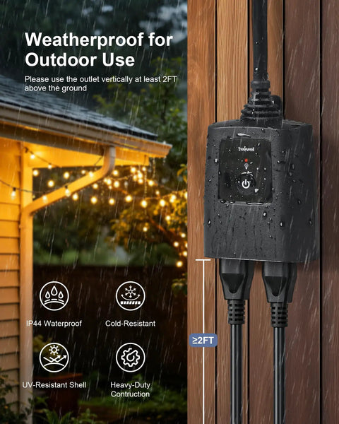 Outdoor Remote Control Outlet With Portable Magnetic Switch No WiFi Needed Plug In And Play Power Outlet With State Memory in rain