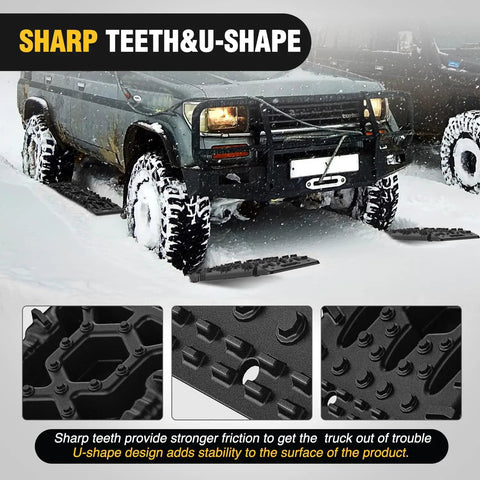 Tough As Nails Off Road Recovery Traction Boards With Built In Jack Lift Base For Mud Sand Snow Escape Heavy Duty Reinforced Nylon on snow.