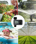 Programmable Sprinkler Timer For Garden Hose Faucet With Rain Delay No Fuss Manual And Automatic Drip Irrigation shown in use