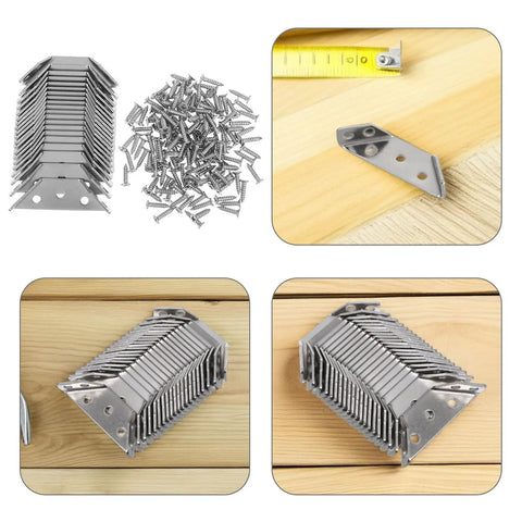 Heavy Duty Stainless Steel Corner Brackets Three Sided Corner Braces For Wood Frames And Shelves Durable Sturdy As Nails Support