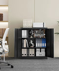 Heavy Duty Steel Garage Storage Cabinet With Two Doors And Adjustable Shelves Lockable File Counter Cabinet for home office