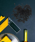 All In One Self Tapping Screws Kit With Carbon Steel 450pc Assortment alongside measuring tools on black background
