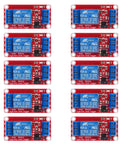 Ten Pack 5V Relay Module With Optocoupler Isolation One Channel Switch Board High Or Low Level Trigger For Microcontrollers