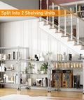 DIY split into 2 shelving units, Heavy Duty 4 Tier Steel Wire Storage Rack On Wheels, in living room under stairs