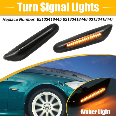 Full LED Side Turn Signals for BMW 1 3 5 Series E36 E46 E60 E87 E90 E92 X1 X3 Amber Fender Side Marker Lights Front Flowing LED Lamps