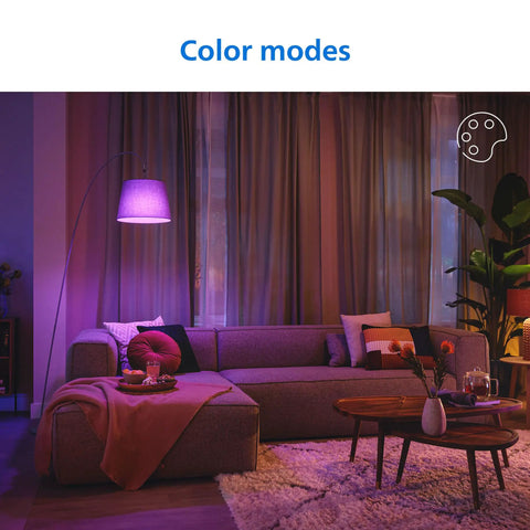 Smart Color Changing A19 LED Bulbs 4-Pack With Motion Sensing, 60W Equiv 800 Lumens, E26 Indoor WiFi Lights You Can Control By Voice Or App, 16 Million Colors To Dial In Any Vibe And Ambience in purple-lit living room lamp