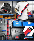 Person holding Go-To 28 Inch Folding Level Tool with Magnetic Base, showing foldable design and magnetic features for construction use.