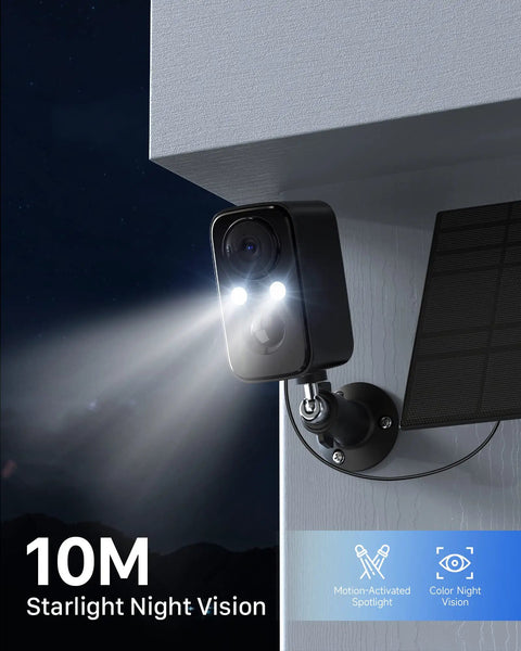 Solar Panel Powered WiFi Outdoor Security Camera Kit With 2K Resolution, Battery Powered Surveillance System, IP66 Waterproof