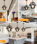 Five Light Industrial Pendant Lighting Fixture With Rustic Vintage Globe Design In Gold Finish Five Ring Chandelier For Kitchen Island Dining Room Living Room Hallway Or Entryway E12 Base Compatible