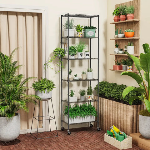 Heavy Duty 6 Tier Wire Shelving Unit Built For Badass Home Garage Organization With Smooth Rolling Casters And Fully Adjustable Levels Durable Black Storage Rack