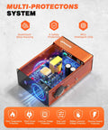 Inside view of Straight Up Reliable 300W Car Power Inverter DC 12V To 110V AC Converter with safety features and aluminum housing.