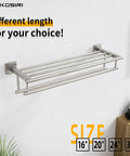 20 Inch Towel Rail And Shelf With Double Towel Bars For Bathroom Wall Mounted Towel Rack In SUS 304 Stainless Steel With Brushed Nickel Finish Rustproof And Durable Shower Organizer