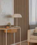 Wooden Slats Natural Non-Pasted Wallpaper With Rustic Wood Look, Paste The Paper Install behind a minimalist decor