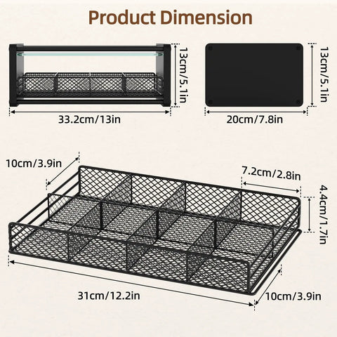 All In One Tea Bag Organizer With Drawers For Kitchen Countertop And Office Wooden Tea Station Storage With Divided Compartments dimensions
