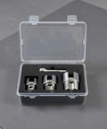 Dual Function Pipe Threading And Tapping Tool For One Half Inch Three Quarter Inch And One Inch Pipes Internal And External Threader Compatible With Electric Drill DIY Ready Home Plumbing Fixes Fast Threading Kit in case with 1/2, 3/4, 1 inch heads