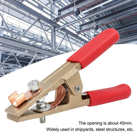 Heavy Duty 300A Welding Ground Clamp With Solid Brass Construction And Wide 45mm Jaw Opening for secure grip on thick metal