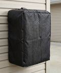 Top Shelf Outdoor Electric Vehicle Charger Cover Built Different With Heavy Duty Waterproof Cloth Shield For Tesla Wall Connector Level Two Port Guard Keeps Your Charge Cable Dry During Slick Rain Mess on a mounted wall with rain droplets.