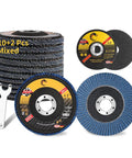 Beefy Zirconia Flap Discs Kit With Grits 40 60 80 100 120 For Angle Grinder showing 4.5-inch discs and wrench
