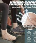 Person wearing Merino Wool Quarter Ankle Hiking Running Socks With Thermal Warmth And Cushioned Comfort Super Cozy Breathable Mesh.