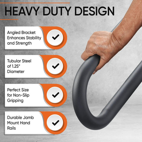 Steel Jamb Mount Handrail Built Tough Heavy Duty Stair Railing For Decks Porches And Mobile Homes Weatherproof Non Slip