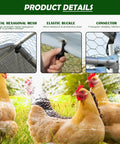 Heavy-Duty Metal Chicken Coop With Round Top Spire Roof And Tri-Support Wire Mesh Run Water-Resistant Cover UV Protective Outdoor Pen details
