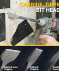 SDS Plus rotary hammer drill bit and chisel set, 17 pieces, carbide-tipped, with storage case for masonry drilling