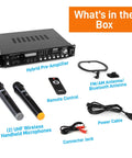 Box contents of Bluetooth Multi Channel Hybrid Pre Amplifier System With 3000W Power Home Audio Rack Mount Stereo Receiver