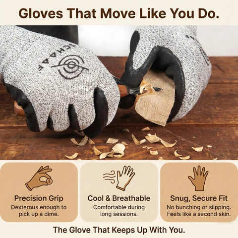 Wood Carving Gloves No Nonsense Hand Protection Heavy Duty Level 5 Cut Resistant Work Gloves used for wood carving