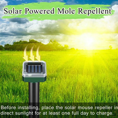 Solar Powered Pest Shield Kit 10 Pack Waterproof Outdoor Repellent against moles in a sunny field