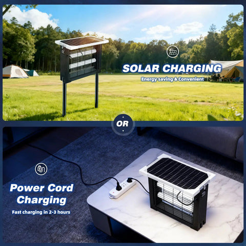 Outdoor Solar Mosquito Zapper Portable With 13 Ft Extension Cord, Rechargeable Electric Bug Zapper for Patio Garden and Camping