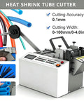 Heavy Duty Automatic Flexible Conduit And Heat Shrink Tube Cutter For Efficient Desktop Cable Processing with blue tubes.
