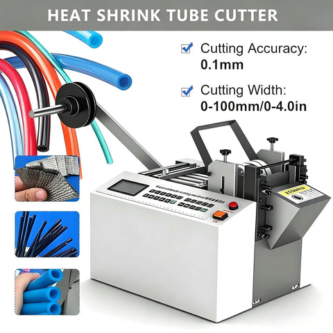 Heavy Duty Automatic Flexible Conduit And Heat Shrink Tube Cutter For Efficient Desktop Cable Processing with blue tubes.