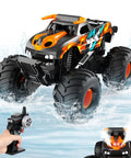 Remote Control Monster Truck Toy 4WD Waterproof Off Road RC Car All Terrain Vehicle 1 to 16 Scale Amphibious Pickup Truck in water