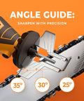Electric Chainsaw Sharpener Kit With Angle Guide And 4 File Size Wheel Bits For Fast Easy No Sweat Chain Maintenance in use