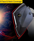 Heavy Duty Pro Grade Wide Shade Auto Darkening Welding Helmet With Solar Power DP9 01 side view, full face coverage