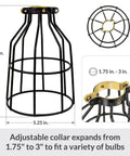 Industrial Black Pendant Light Cage Guard For Pendant Lamps Ceiling Fans Vintage Open Style Bulb Covers Adjustable View