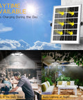Solar panel and dual head solar pendant lights with motion sensor for outdoor and indoor use, 180 LED bright for barn use
