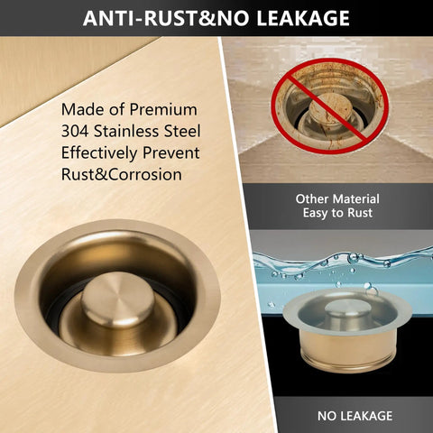 Level Up Your Kitchen Setup With This Premium Champagne Bronze Sink Garbage Disposal Flange Replacement Ring Featuring Warm Brushed Gold Finish For Easy Undermount Swap Total Home Refresh, showcasing anti-rust stainless steel design.