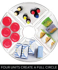 Clear Plastic Quarter Wedge Bin Fits Tight In Corner Cabinets Boosts Space Lazy Susans Store Spices Condiments Pantry Goods with organized jars.