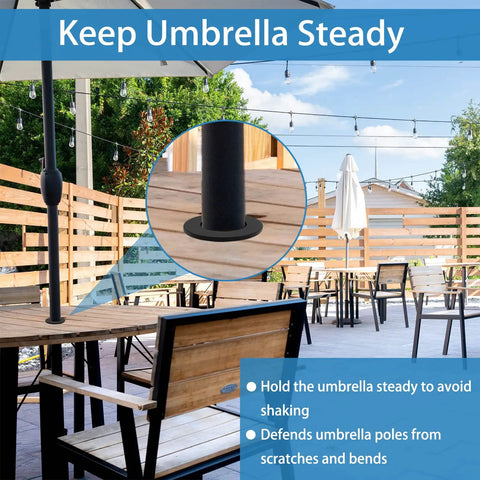 Silicone Patio Umbrella Hole Ring Cone Wedge Plug Stabilizer Sleeve For Two To Two And A Half Inch Table Hole And One And A Half Inch Pole Adapter Black Outdoor Accessory Durable Weather Resistant Design in patio setting
