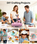 5 In 1 Swing Away Heat Press Machine 12 X 15 Inch Digital T Shirt Press Combo creating customized designs with family.