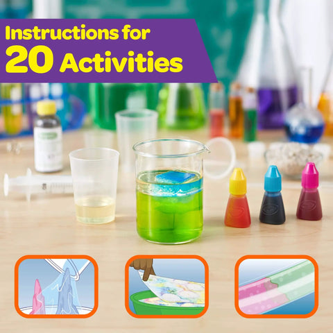 Awesome Liquid Science Kit For Kids With 15 At Home Water Experiments Easy Step By Step Instructions STEM Educational Toy scene