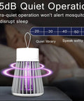 Rechargeable Outdoor Mosquito Trap With 600V Electric Grid, Hanging UV Purple Light Bug Zapper on nightstand