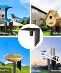 Heavy Duty Bird Feeder Pole Stand 95 Inch Backyard Outdoor Weather Station Pole Kit Adjustable Multifunctional Bird Feeder Set With 5 Prong Base And Solid Metal Mount For Maximum Stability shown with components in garden setting