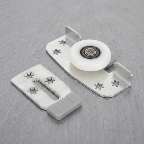 Heavy Duty Sliding Door Wheels For Cabinets And Closets 2 Pack Adjustable Iron Rollers smooth white roller and metal bracket