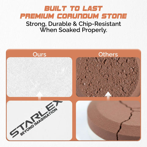 Comparison of Dual Grit Axe Sharpener Whetstone For Axes Hatchets And Knives with other stones, highlighting durability and quality.