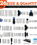 Top Notch 226Pcs Push Connect Air Fittings Kit With Nickel Plated Brass NPT And Metric Cross Adapters For Universal Pneumatic Tool Hookup In The Garage Or Shop, assorted fittings
