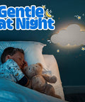 Child sleeping under Floating Cloud Wall Lamp For Baby Nursery And Kids Room Battery Operated Cordless Night Light That Hangs